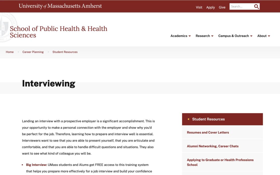 University of Massachusetts Amherst: Interviewing