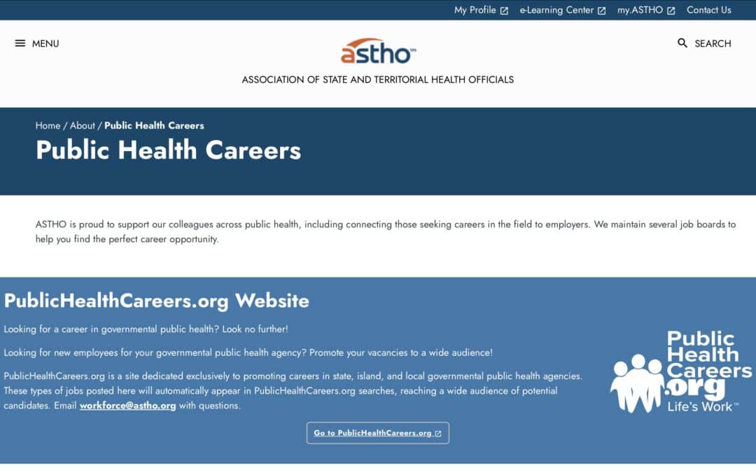 Association of State and Territorial Health Officials: Public Health Careers