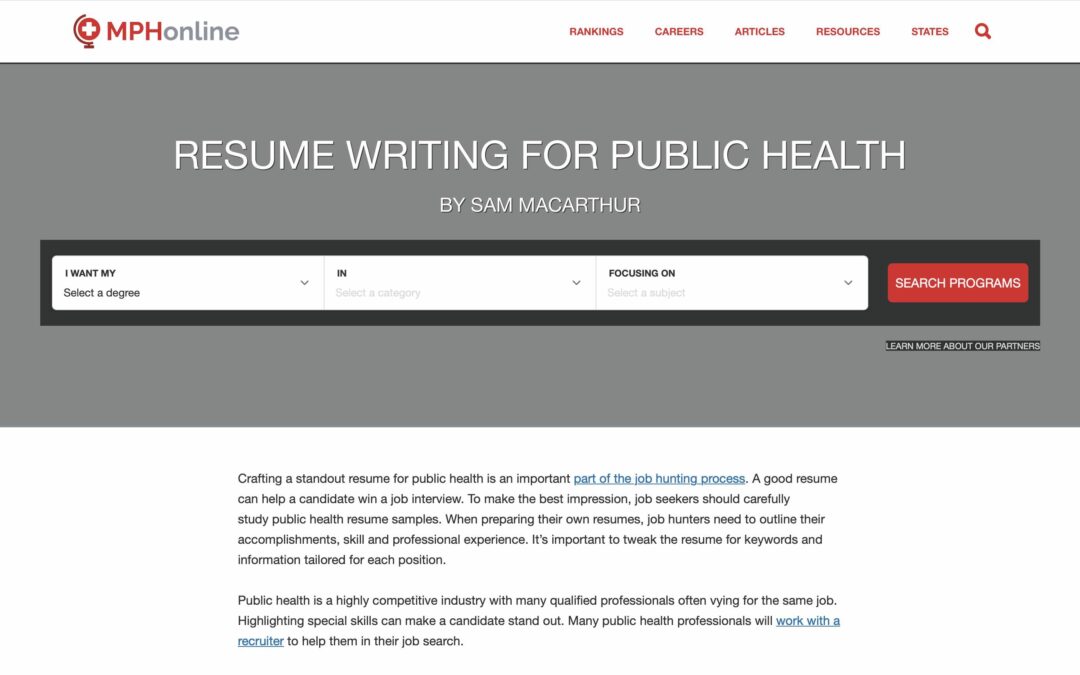Resume Writing for Public Health